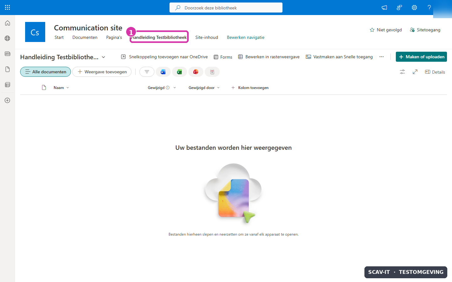 Controleer of de nieuwe documentbibliotheek correct is aangemaakt